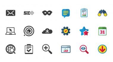 Internet, seo simgeler. Denetim listesi, hedef işaretleri.