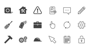 Onarım, inşaat simgeler. Kask, tornavida.