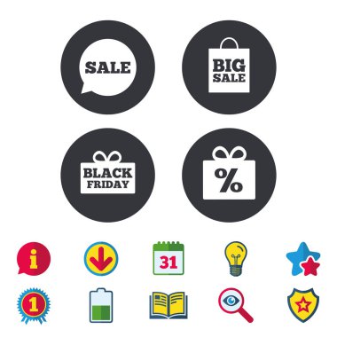 Satılık konuşma balonu simgesinin. Siyah Cuma sembolü.