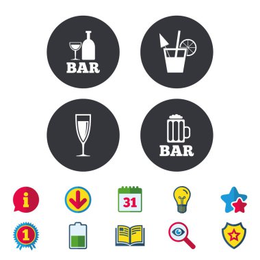 Bar veya pub simgeler. bira ve şampanya cam.