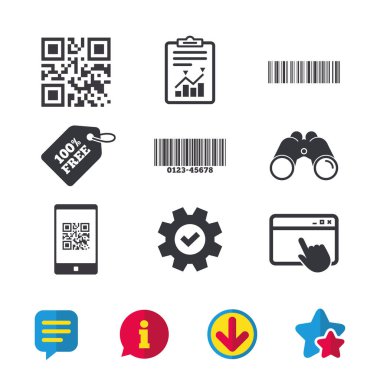 Bar ve qr kod simgeler. tarama barkod simgesi.