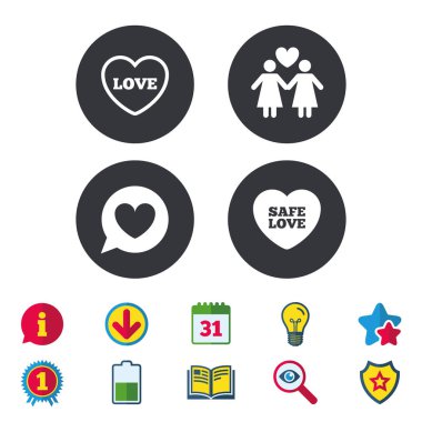 Lezbiyenler işareti çift. kalp ile konuşma balonu. .