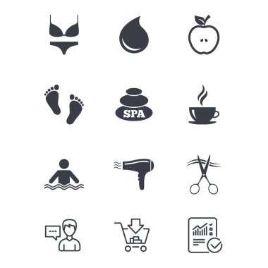 Spa, Kuaför simgeler. Yüzme Havuzu işareti.