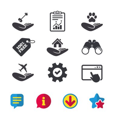 Yardım simgeleri eller. Koruma ve sigorta.