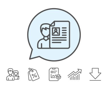 İş işe alım satırı simgesi. CV belgeleri.