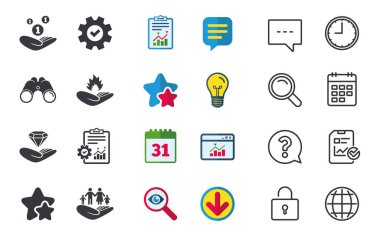 Yardım simgeleri eller. Koruma ve sigorta.