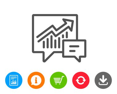 Grafik satırı simgesi. Konuşma balonu grafikte rapor.