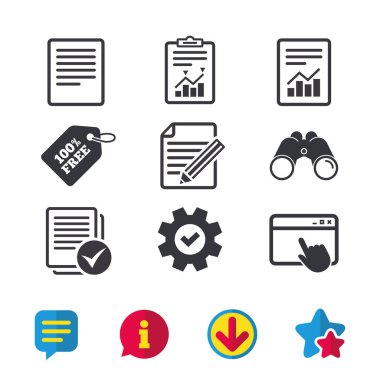 Belge simgeleri. Grafik ve onay kutusu ile dosya.