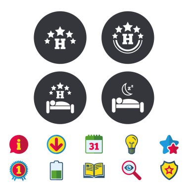 Beş yıldızlı otel simgeler. seyahat dinlenme yer.