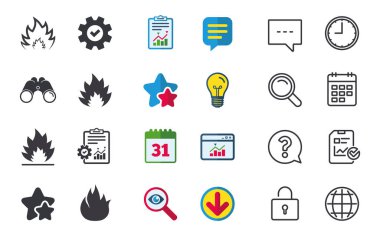 Yangın alev simgeler. Isı işaretleri.