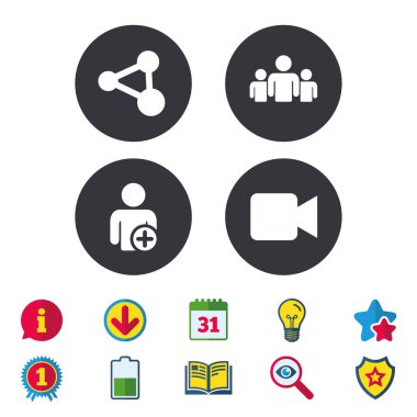 insanlar ve paylaşmak simgeler grubu. video kamera.