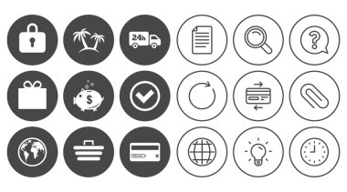 Online alışveriş, e-ticaret ve iş simgeleri.