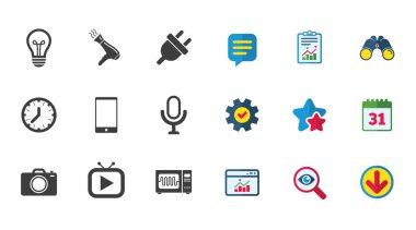 Ev aletleri, aygıt simgelerini. Elektronik işareti.