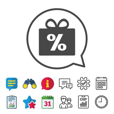 hediye kutusu işareti simgesi indirim. Mevcut sembol.