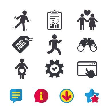 kadınların gebelik simgesi. insan çalışan sembolü.