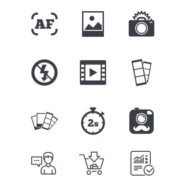 Fotoğraf, video simgeler. Kamera, fotoğraf ve çerçeve.