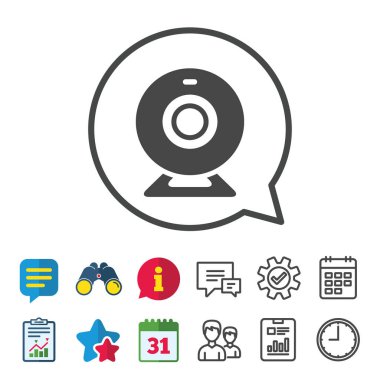 Webcam işareti simgesi. Web video sohbet sembolü.