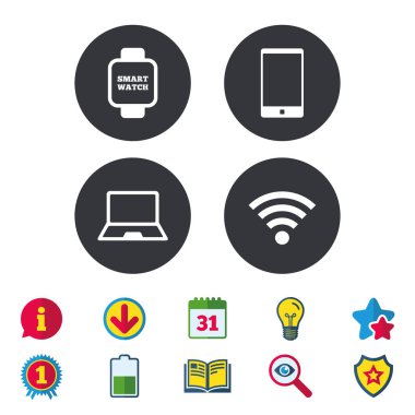 dizüstü bilgisayar ve akıllı telefon simgesi. Akıllı izle simgesi.