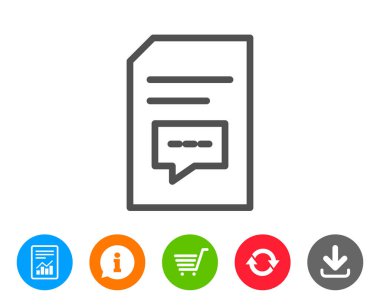 Yorum satırı simgesi ile belge. Dosya işareti.