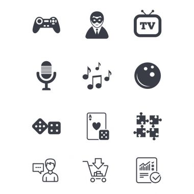 Eğlence simgeler. Oyun, bowling ve bulmaca.