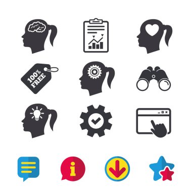 beyin icon.female kadın sembolleri ile baş.