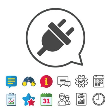 Elektrik fişi işareti simgesi. güç enerji sembolü.