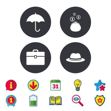 Şemsiye, m-cüzdan ve şapka ile hal.