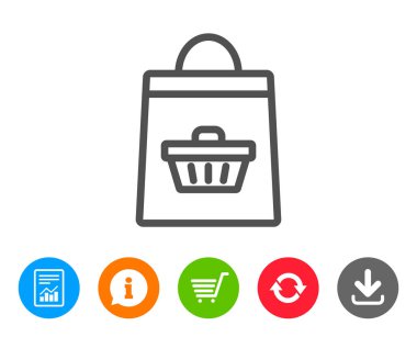 Alışveriş çantası satırı simgesi. Süpermarket işareti satın alma.