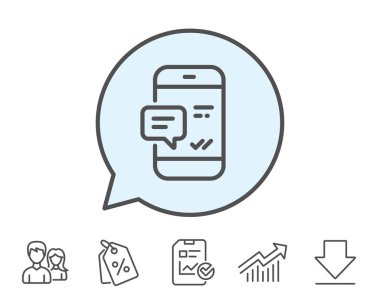 Telefon iletisi satırı simgesi. Mobil sohbet işareti.