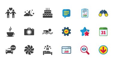 Otel, Oda Servisi simgeler. Yüzme Havuzu.