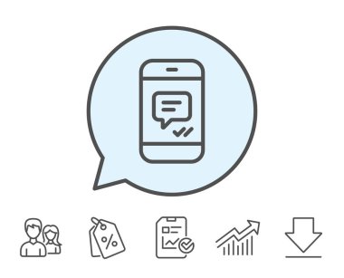 Telefon iletisi satırı simgesi. Mobil sohbet işareti.