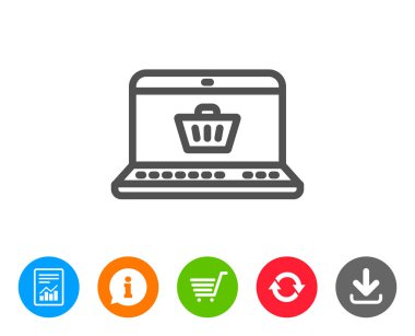 Online alışveriş sepeti satırı simgesi. Dizüstü işareti.