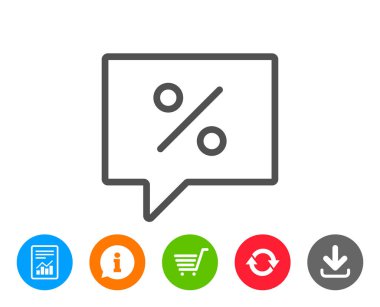 Alışveriş konuşma balonu satırı simgesi. Özel indirim.