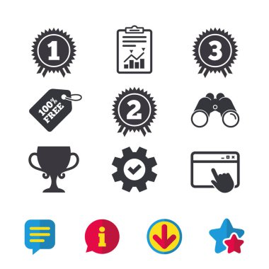 Birinci, ikinci ve üçüncü simgeleri yerleştirin. Ödül madalya.