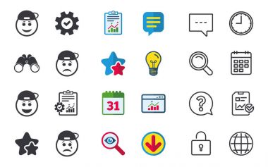 Rapçi gülümsemek yüz simgeler. Mutlu, üzgün, cry.