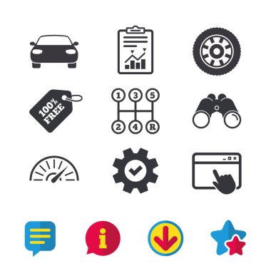 Taşıma simgeler. Takometre ve tekerlek işaretleri.