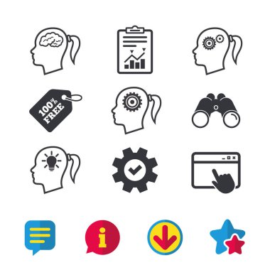 beyin icon.female kadın sembolleri ile baş.