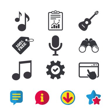 Müzik simgeler. mikrofon, akustik gitar.