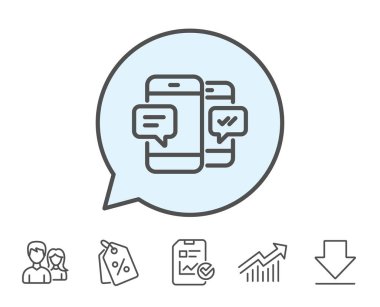 Telefon iletisi satırı simgesi. Mobil sohbet işareti.