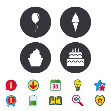 doğum günü partisi simgeler. Pasta Dondurma simgesiyle.