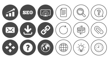 Internet, seo simgeler. Bant genişliği hız işareti.