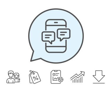 Telefon iletisi satırı simgesi. Mobil sohbet işareti.