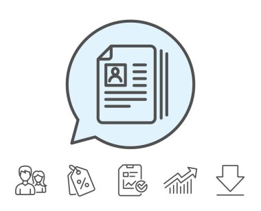 İş işe alım satırı simgesi. CV belgeleri.