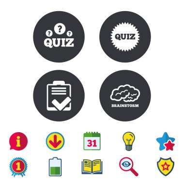 Simgeler quiz. Denetim listesi ve beyin fırtınası sembolleri.