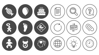 Gebelik, doğum ve bebek bakım simgeleri.