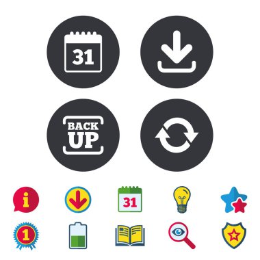 Download ve yedekleme işaretler. Takvim, döndürme.