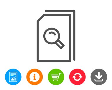 Arama belgeler satırı simgesi. Büyüteç ile dosya.