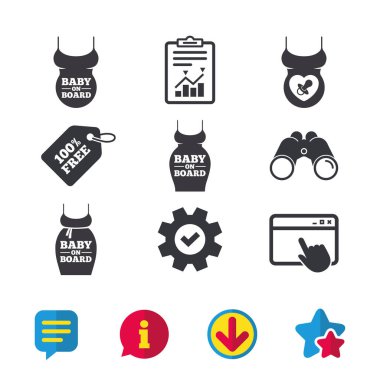 simgeler gemide bebek. Bebek uyarı işaretleri.