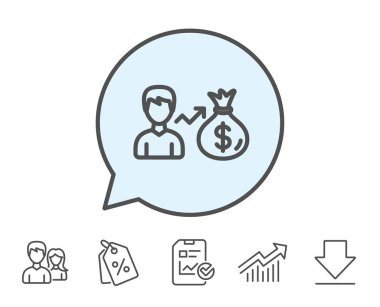 İşadamı kazanç satırı simgesi. Doları para çantası.