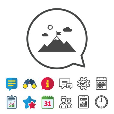 Dağ simgesini bayrak. Liderlik motivasyon işareti.